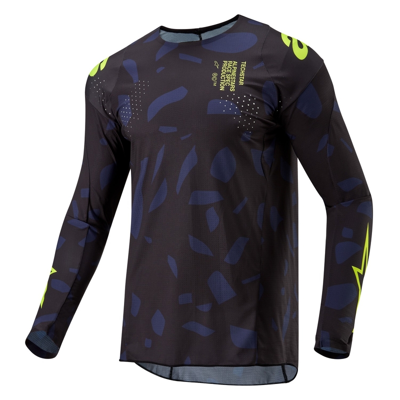 Alpinestars Techstar Rantera motocross shirt zwart-blauw-fluo geel