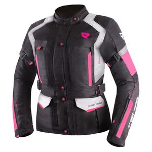 Dames Motorjack Street Racer Hilax zwart-grijs-roze