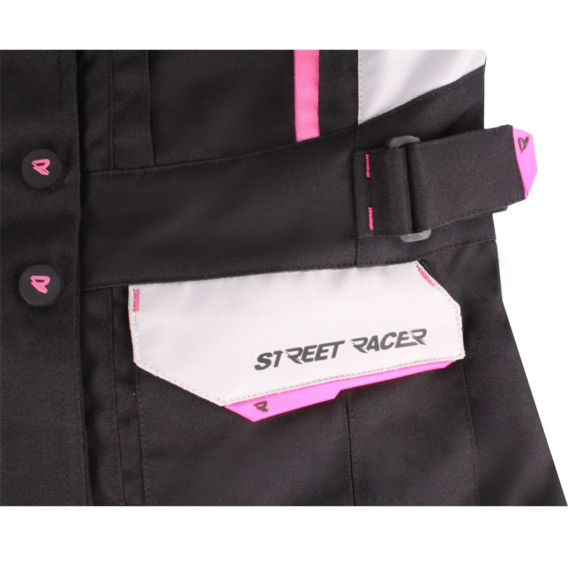 Dames motorjack Street Racer Hilax zwart-grijs-roze