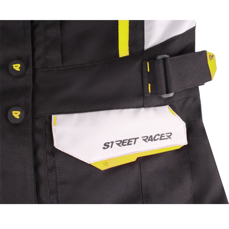 Dames motorjack Street Racer Hilax zwart-grijs-fluogeel