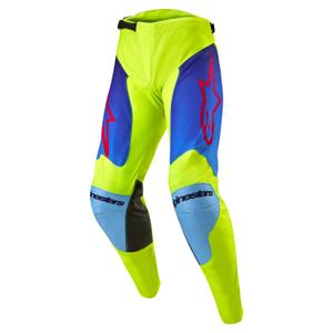 Alpinestars Racer Hoen fluo geel-blauw-rood motorcrossbroek