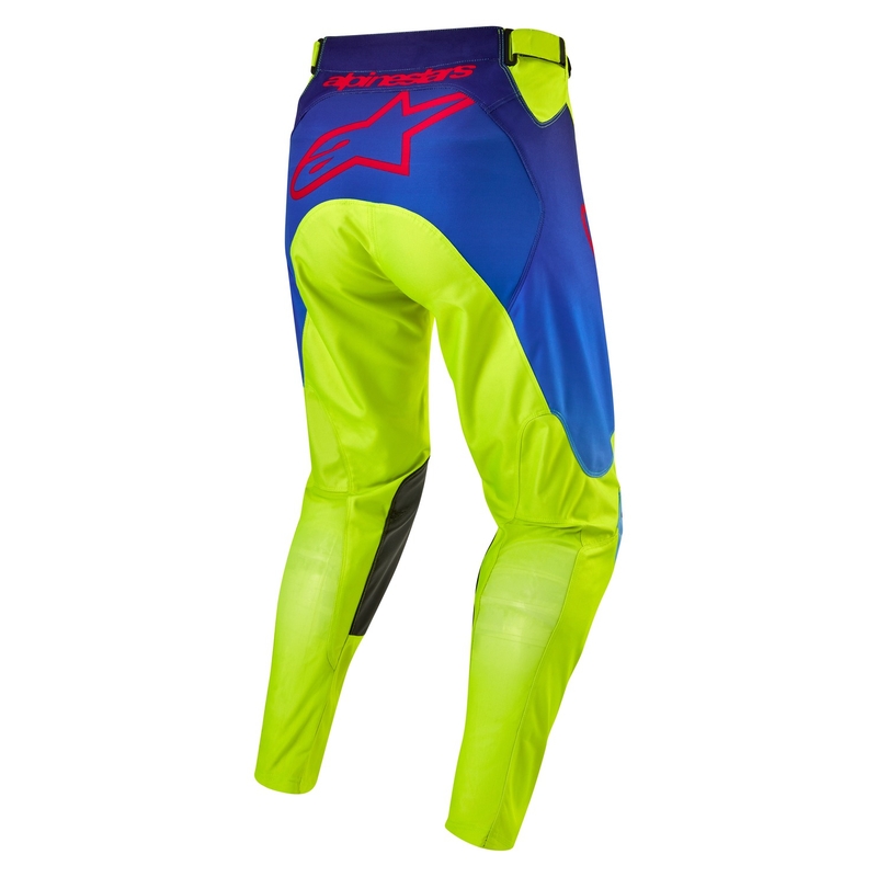 Alpinestars Racer Hoen fluo geel-blauw-rood motorcrossbroek