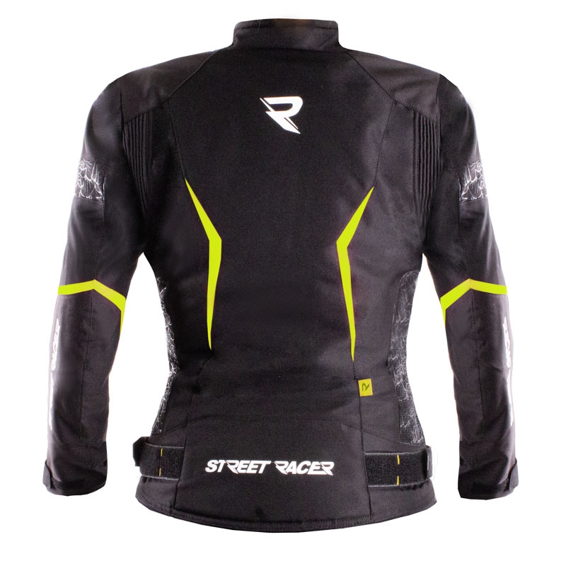 Dames Motorjas Street Racer Rose Zwart-Fluo Geel