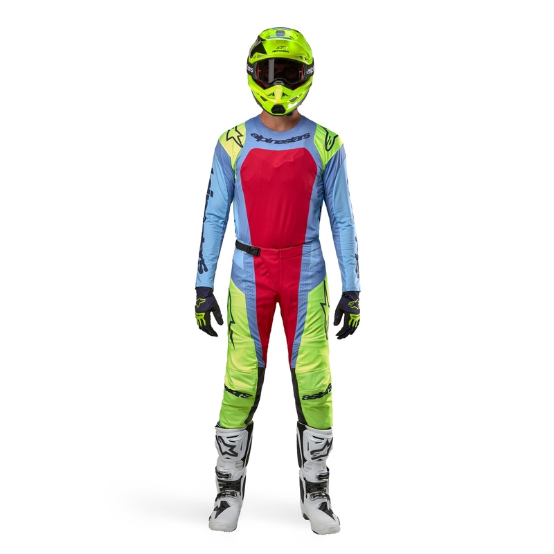 Alpinestars Techstar Ocuri Motorcross Broek Lichtblauw-Fluo Geel-Rood