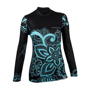 Thermisch dames-T-shirt nanosilver® Flower turquoise - lange mouw