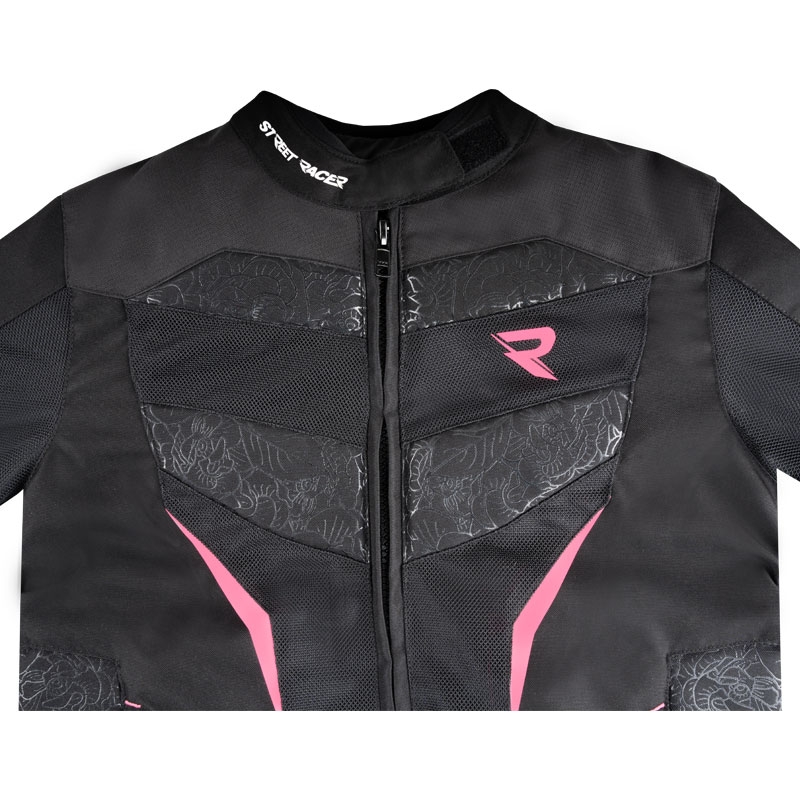 Motorjack voor dames Street Racer Rose Air zwart met roze