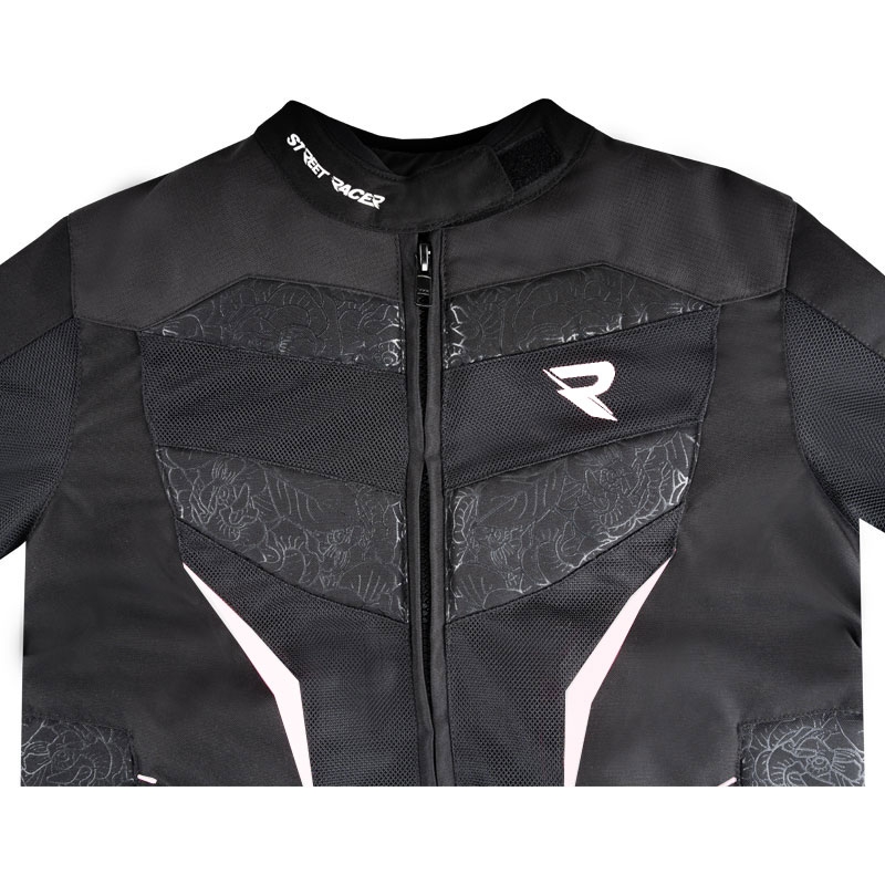 Motorjack voor dames Street Racer Rose Air zwart-wit