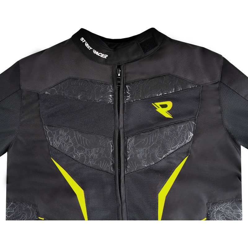 Dames Motorjas Street Racer Rose Air zwart-fluo geel