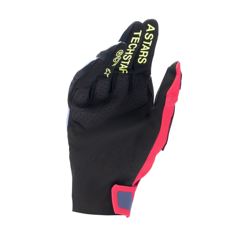 Alpinestars Techstar crosshandschoenen lichtblauw-rood-geel fluo-zwart