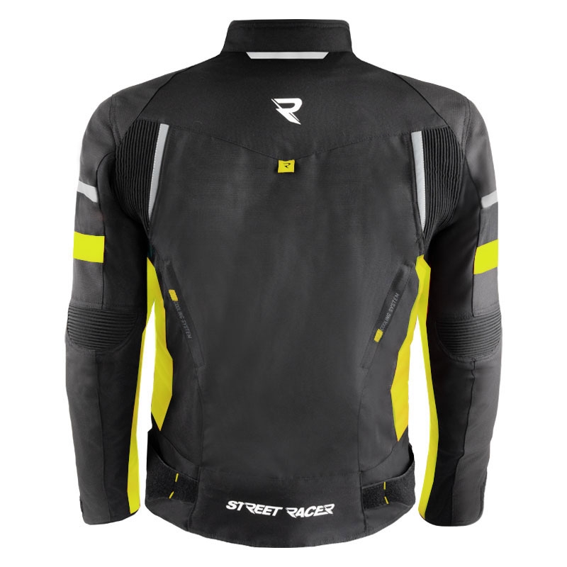Street Racer Evans zwart-fluo gele motorjas