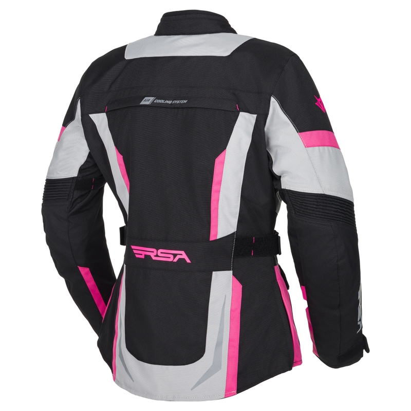 RSA EXO 2 dames motorjack zwart-grijs-roze