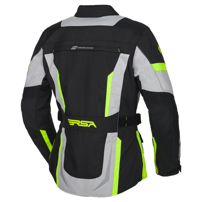Dames motorjas RSA EXO 2 zwart-grijs-fluogeel