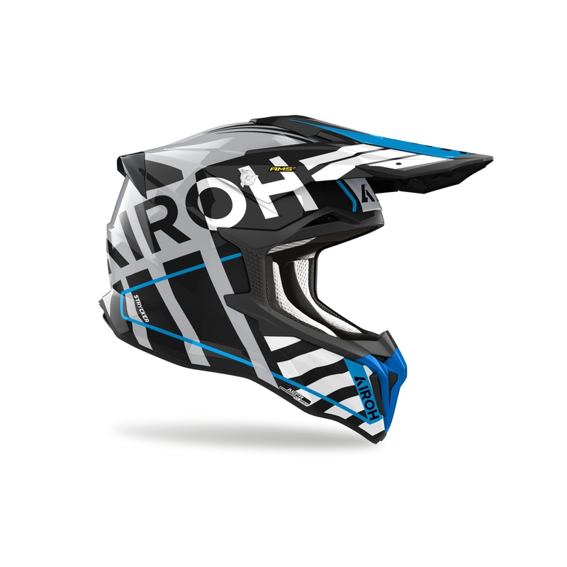 Motorcrosshelm Airoh Strycker Brave 2024 glanzend blauw-grijs uitverkoop