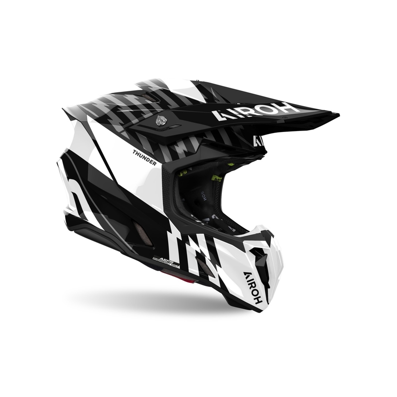 Motorcrosshelm Airoh Twist 3 Thunder glanzend zwart en wit