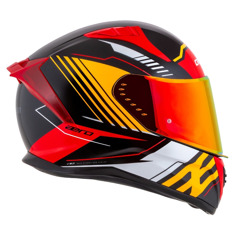Cassida Aero Drome parel zwart-oranje-rood-wit integraal motorhelm