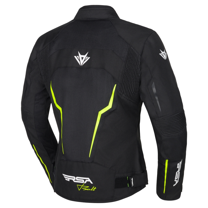 Dames RSA Bolt Zwart-Wit-Fluo Geel Motorjack