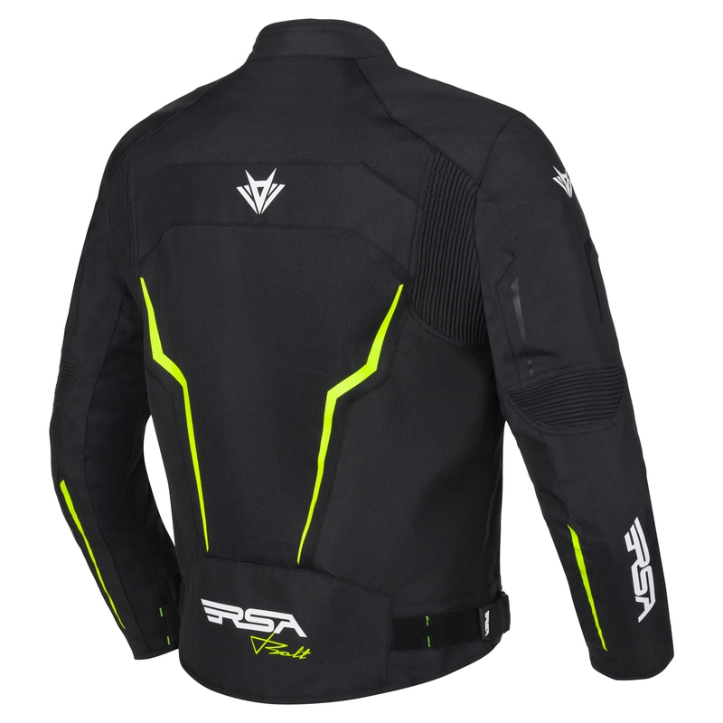 Motorjas RSA Bolt zwart-wit-fluogeel