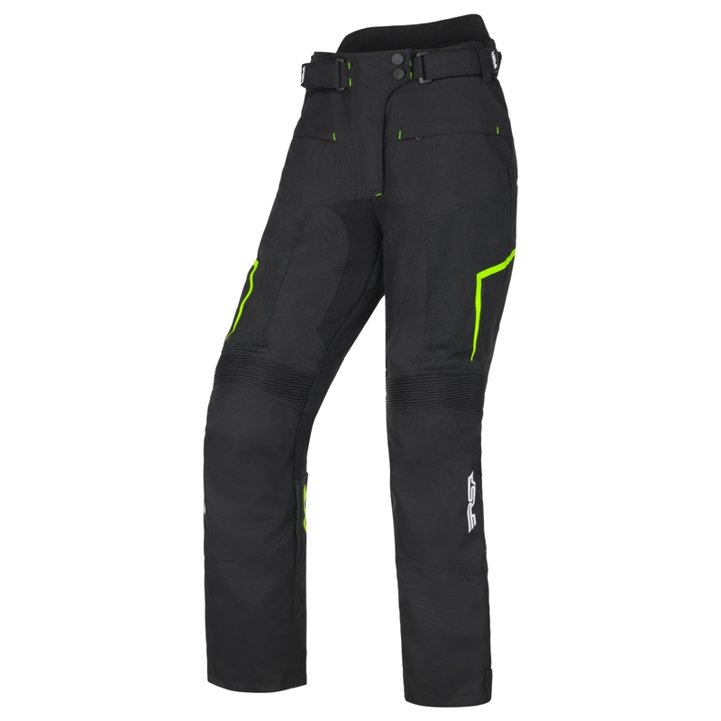 Dames RSA Bolt Zwart-Wit-Fluo Geel Motorbroek