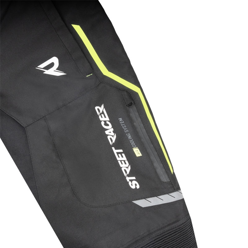 Street Racer Flex motorbroek zwart-fluo geel