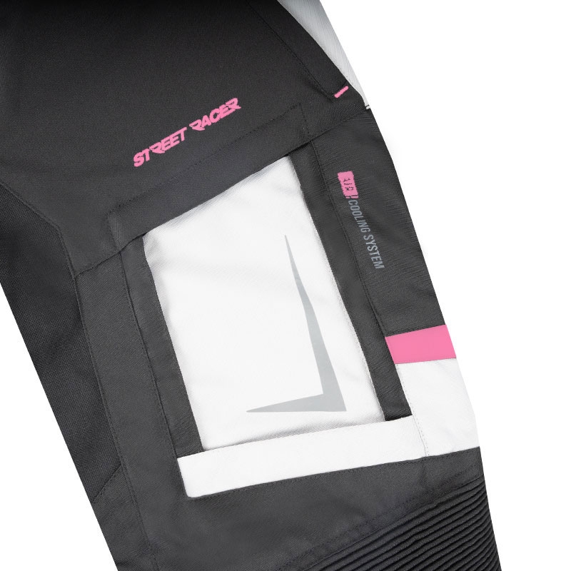 Damesfietsbroek Street Racer Hilax zwart-grijs-roze