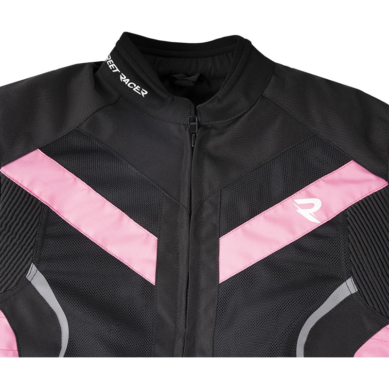 Dames motorjack Street Racer Betty II Air zwart-roze