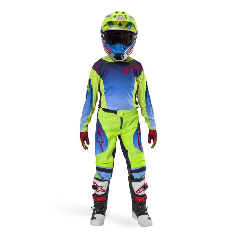 Dětský motokrosový dres Alpinestars Racer Hoen 2024 fluo žluto-modro-červený