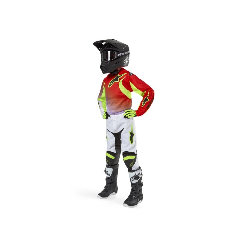 Alpinestars Racer Lucent Kids Motocrossbroek Wit-Zwart-Fluto Geel