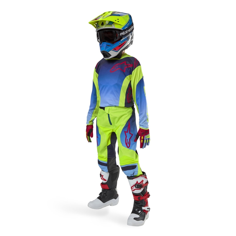 Alpinestars Racer Hoen kindercrossbroek fluo geel-blauw-rood