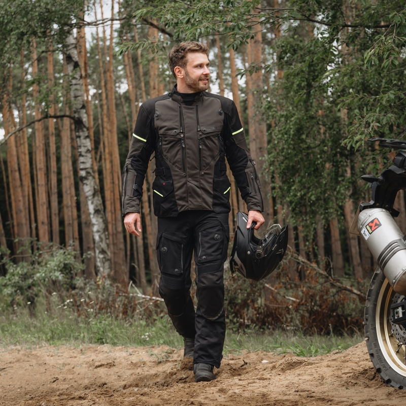 Rebelhorn Range antraciet-zwart-fluo gele motorjas