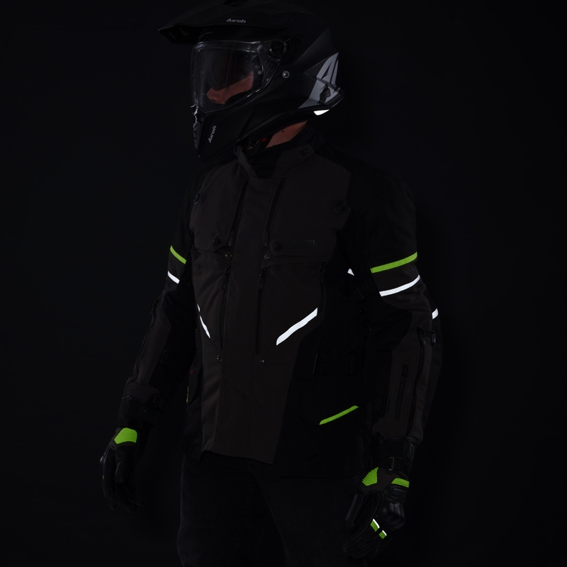 Rebelhorn Range antraciet-zwart-fluo gele motorjas