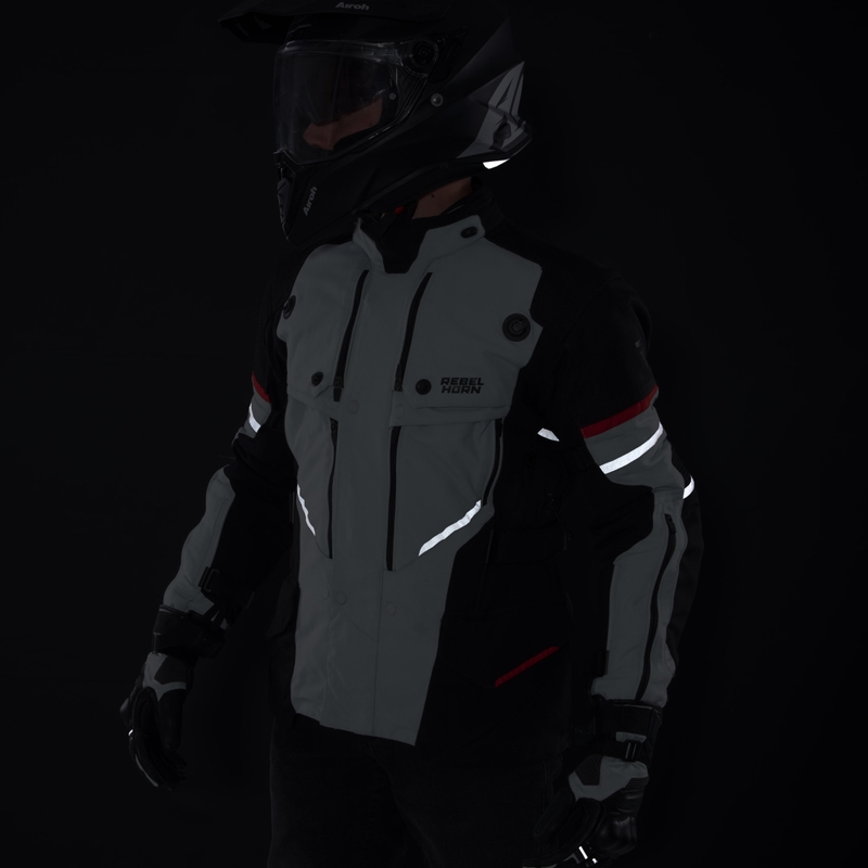 Rebelhorn Range grijs-zwart-rode motorjas