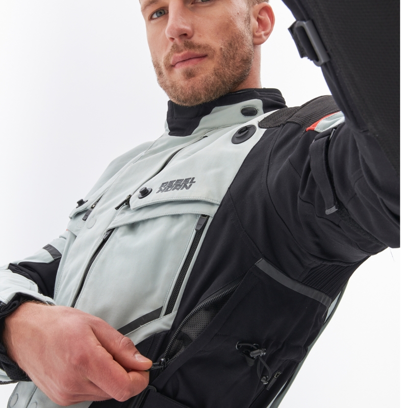 Rebelhorn Range grijs-zwart-rode motorjas