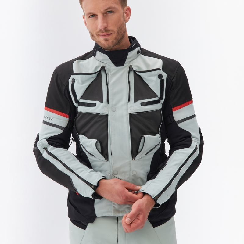 Rebelhorn Range grijs-zwart-rode motorjas
