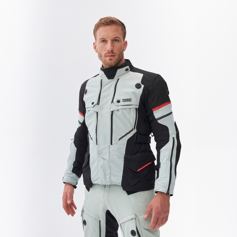 Rebelhorn Range grijs-zwart-rode motorjas