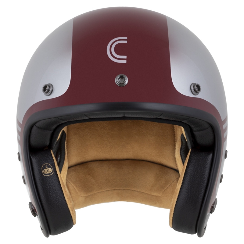 Cassida Eso Jawa Panel Open Face Helm Rood-Zilver-Zwart