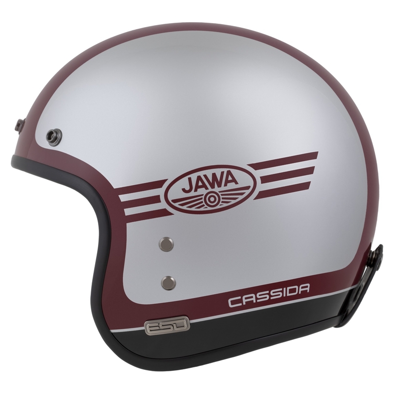 Cassida Eso Jawa Panel Open Face Helm Rood-Zilver-Zwart