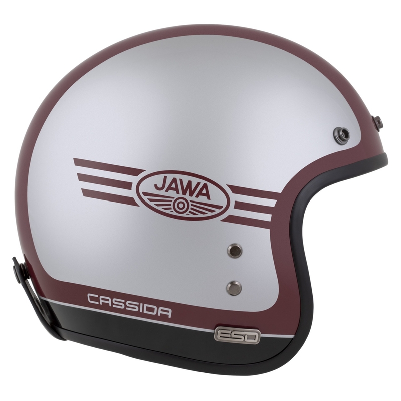 Cassida Eso Jawa Panel Open Face Helm Rood-Zilver-Zwart