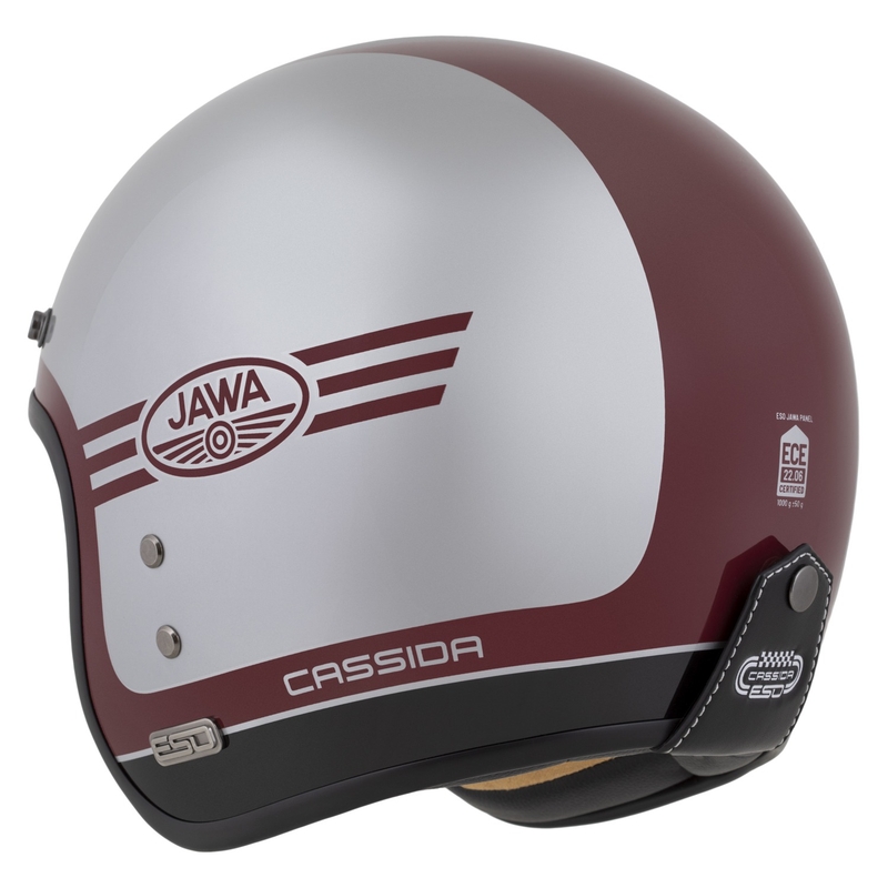 Cassida Eso Jawa Panel Open Face Helm Rood-Zilver-Zwart