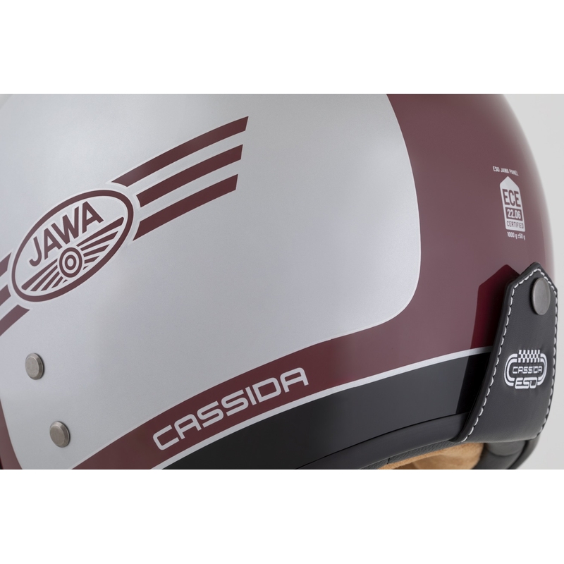 Cassida Eso Jawa Panel Open Face Helm Rood-Zilver-Zwart