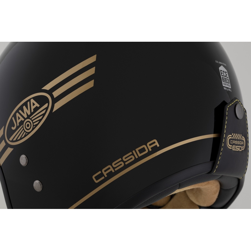 Cassida Eso Jawa Pérák open helm zwart parelmoer-goud