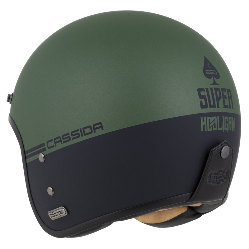 Open helm Cassida Ace Super Hooligan zwart mat-metallic groen