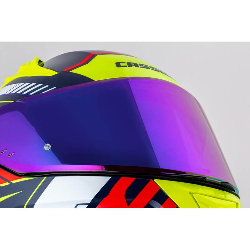 Cassida Aero Drome integraal motorhelm parelblauw-geel-oranje-rood-wit