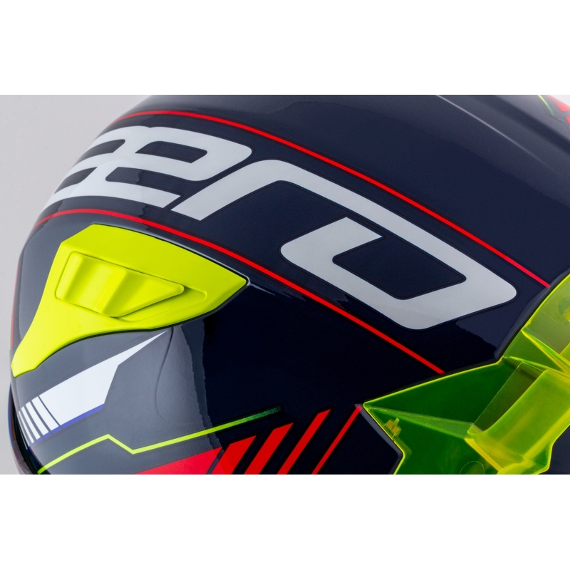 Cassida Aero Drome integraal motorhelm parelblauw-geel-oranje-rood-wit