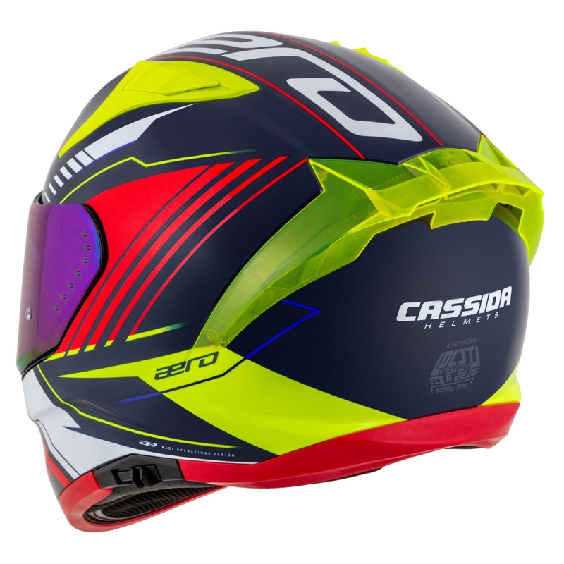 Cassida Aero Drome integraal motorhelm parelblauw-geel-oranje-rood-wit
