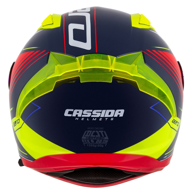 Cassida Aero Drome integraal motorhelm parelblauw-geel-oranje-rood-wit