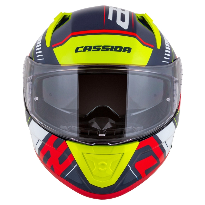 Cassida Aero Drome integraal motorhelm parelblauw-geel-oranje-rood-wit