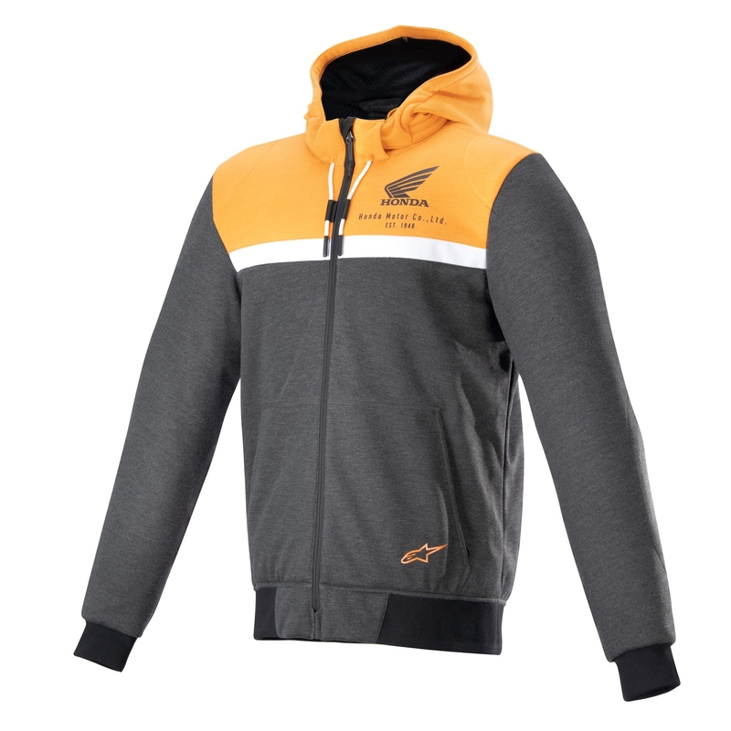 Alpinestars Chrome Street Hoodie Honda motorsweatshirt zwart-grijs-oranje