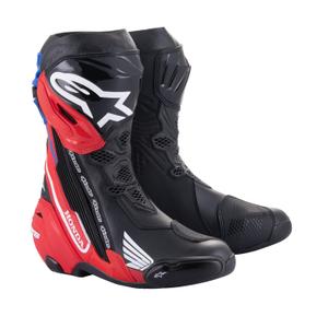 Alpinestars Supertech R Honda 2024 Zwart-Rood-Fluoblauw-Wit Motorfietslaarzen