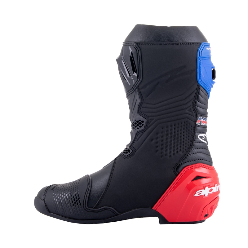Alpinestars Supertech R Honda motorlaarzen zwart-rood fluo-blauw-wit