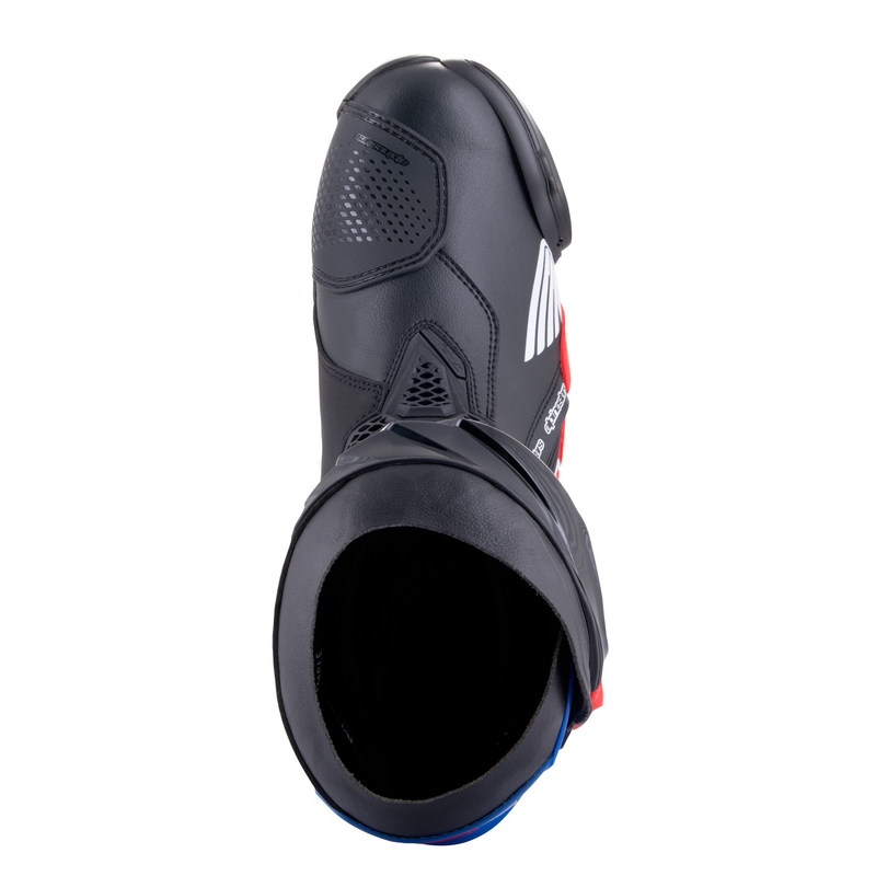 Alpinestars Supertech R Honda motorlaarzen zwart-rood fluo-blauw-wit